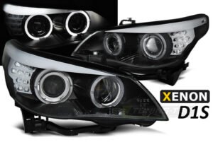 6749-0.jpg XENON D1S HEADLIGHTS ANGEL EYES BLACK LED INDICATOR fits BMW E60/E61 05-07