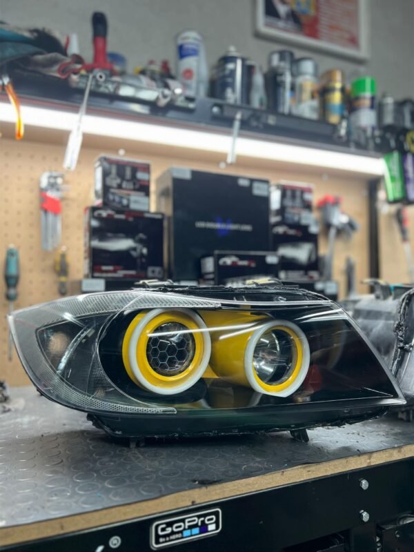 IMG_8457 Custom BMW E90/E91 RGB Headlights – Yellow Demon Eyes & Bright Angel Eyes
