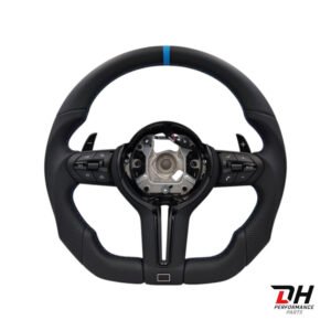bmw_stuur_blauw_boven_1.jpg BMW Steering Wheel F Series Perforated Leather M stitching and blue 12h marking